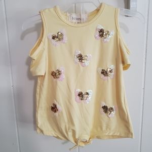 2T Yellow cold shoulder fashion top